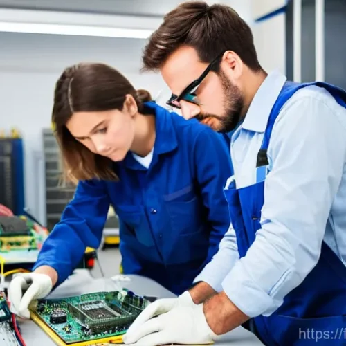 Home 12 건축전기설비기사 과목별 학습 자료 추천 - **Prompt:** A focused young apprentice electrician, either male or female, diligently connecting wir...